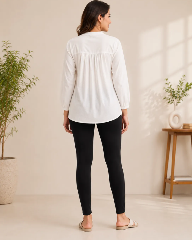 Black Cotton Lycra Ankle-Length Women’s Leggings – 4-Way Stretch
