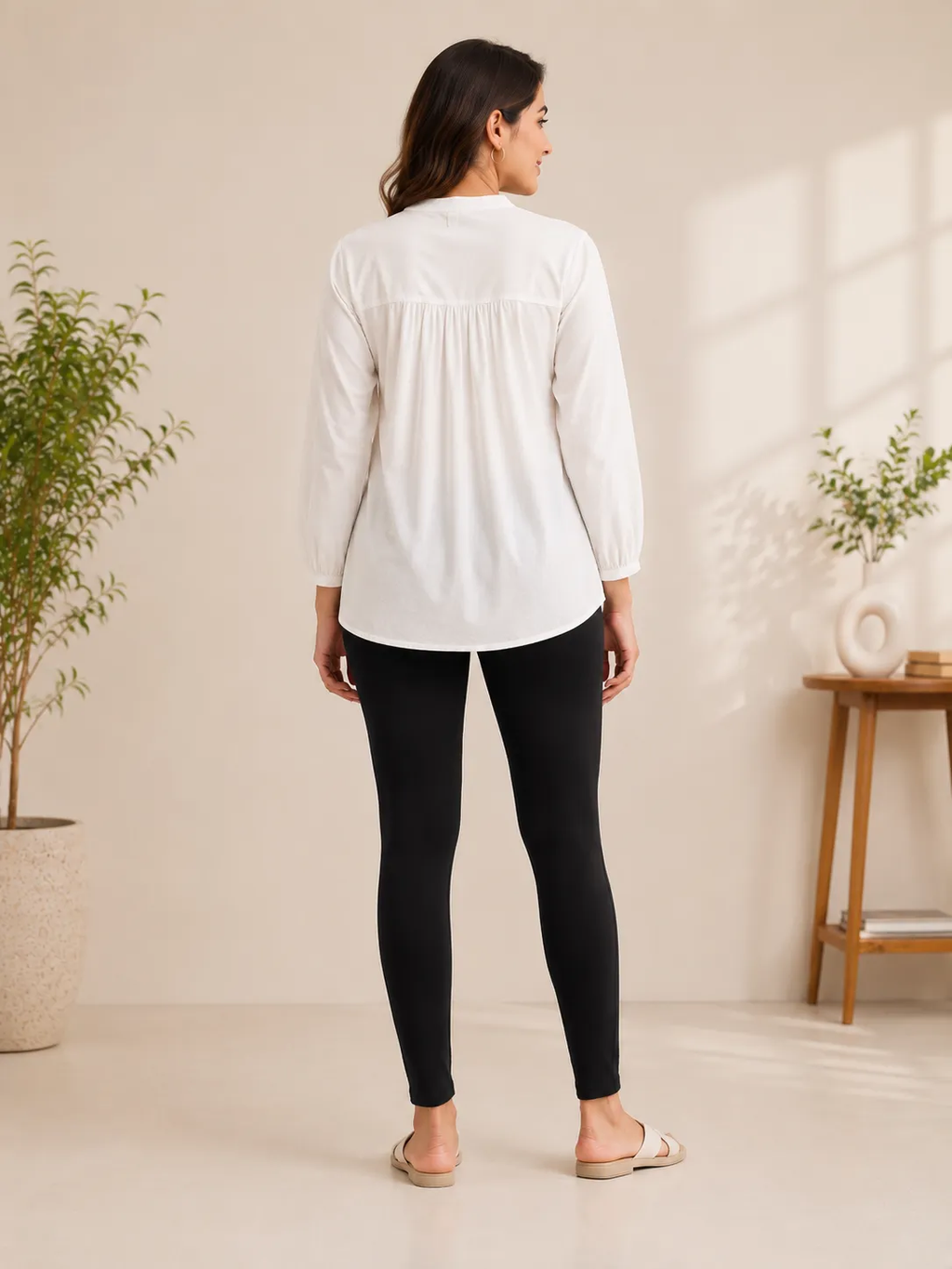 Black Cotton Lycra Ankle-Length Women’s Leggings – 4-Way Stretch