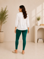 Bottle Green Cotton Lycra Ankle-Length Women’s Leggings – 4-Way Stretch