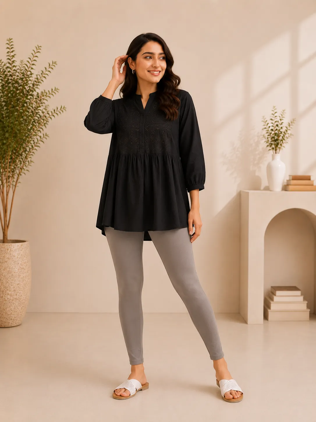E Skin Cotton Lycra Ankle-Length Women’s Leggings – 4-Way Stretch