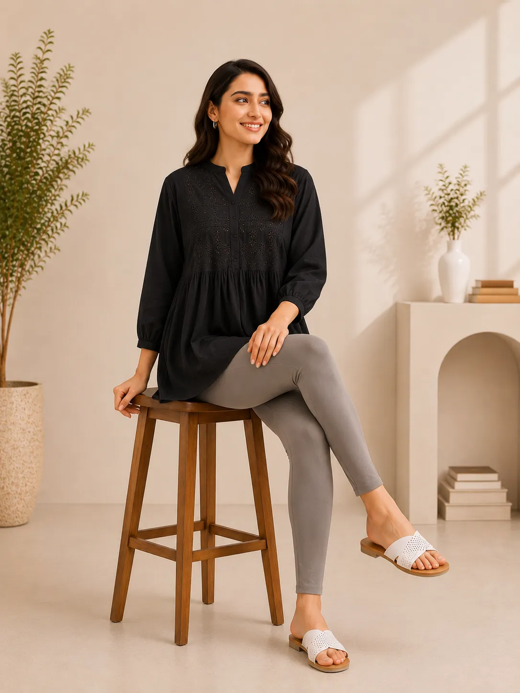 E Skin Cotton Lycra Ankle-Length Women’s Leggings – 4-Way Stretch