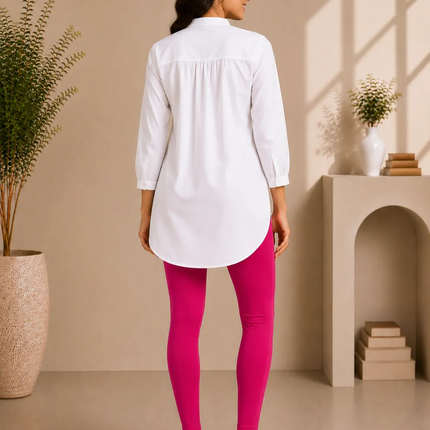Fushia Cotton Lycra Ankle-Length Women’s Leggings – 4-Way Stretch