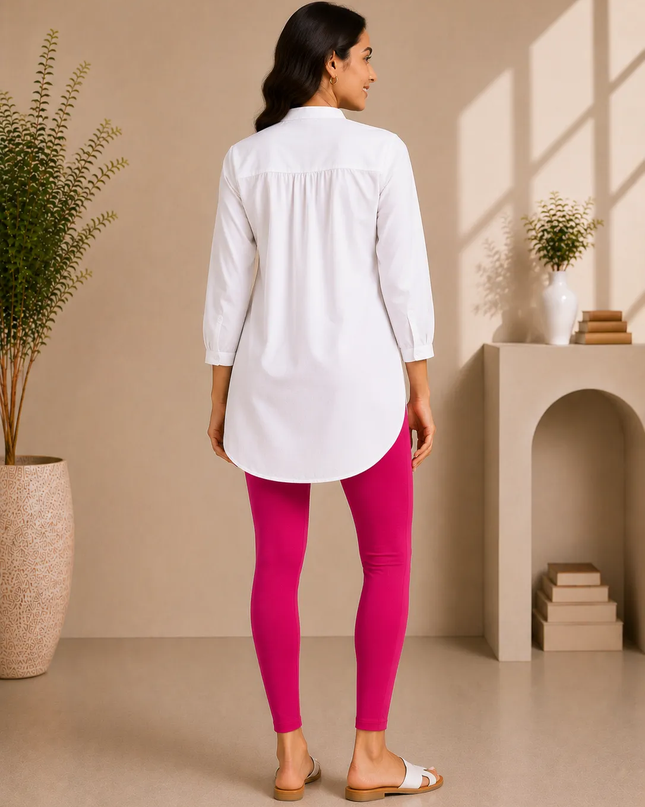 Fushia Cotton Lycra Ankle-Length Women’s Leggings – 4-Way Stretch