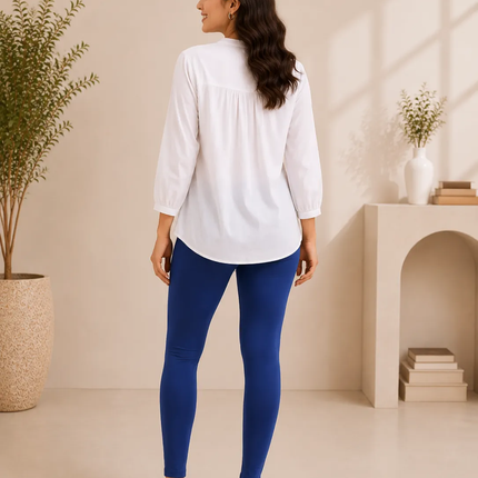 Indigo Blue Cotton Lycra Ankle-Length Women’s Leggings – 4-Way Stretch