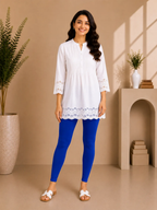 Royal Blue Cotton Lycra Ankle-Length Women’s Leggings – 4-Way Stretch