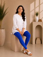 Royal Blue Cotton Lycra Ankle-Length Women’s Leggings – 4-Way Stretch