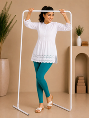 Teal Cotton Lycra Ankle-Length Women’s Leggings – 4-Way Stretch